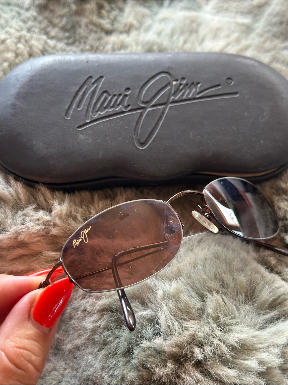 Maui Jim Oval Metal Sunglasses with Brown Lenses